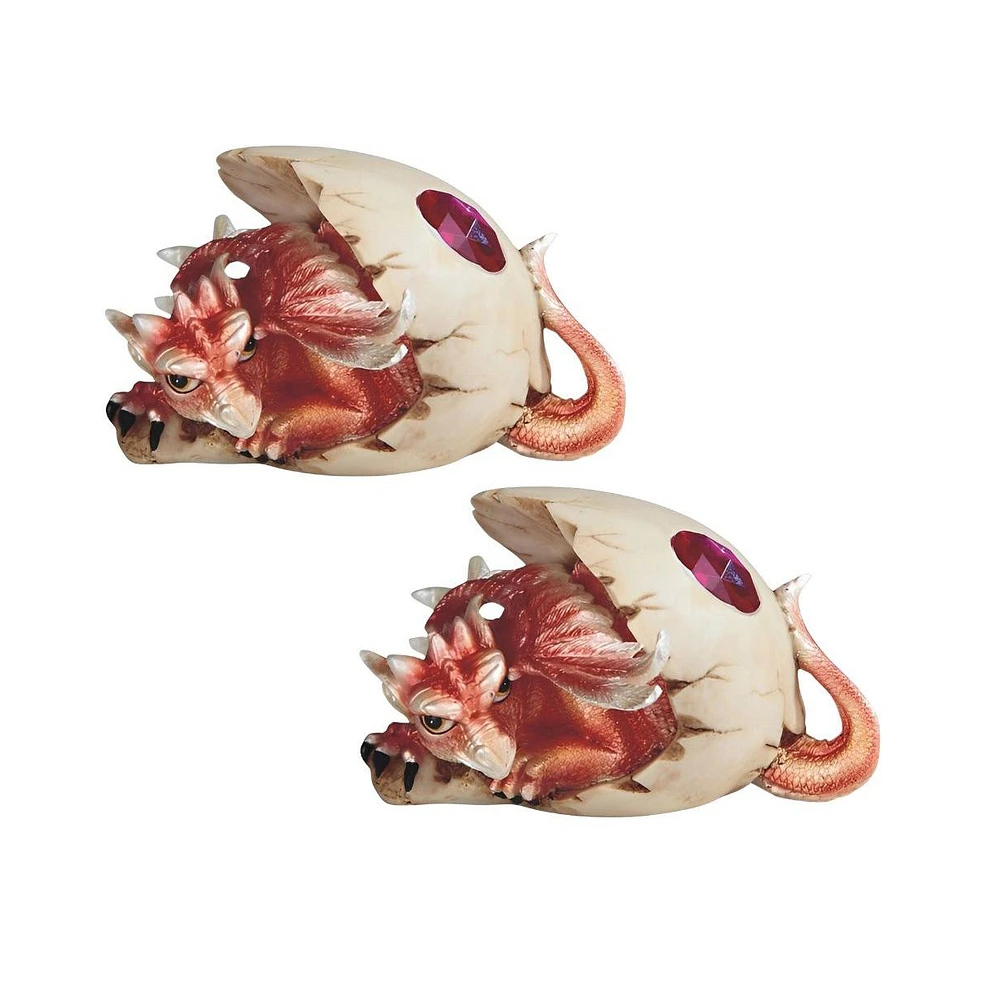 Fc Design "2-pc Set" 5"W July Birthstone Red Dragon Baby Hatchling in Egg Figurine Statue Ornament Home Room Office Decor and Perfect Ideas for Housew