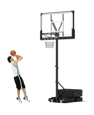 Costway Basketball Hoop Outdoor System with 45 Inch Shatterproof Pc Backboard Wheels