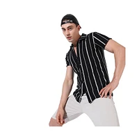 Campus Sutra Men's Black & White Pencil Striped Shirt