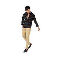 Campus Sutra Men's Grey & Olive Green Gun Club Check Shirt