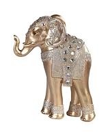 Fc Design "2-pc Set" 9"H Standing Long Legged Elephant with Gem Statue Slim Elephant in Gold and Silver Figurine Statue Ornament Home Room Office Deco