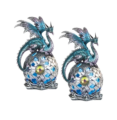 Fc Design "2-pc Set" 8"H Turquoise Dragon On Light Up Led Orb Figurines Figurine Statue Ornament Home Room Office Decor and Perfect Ideas for Housewar