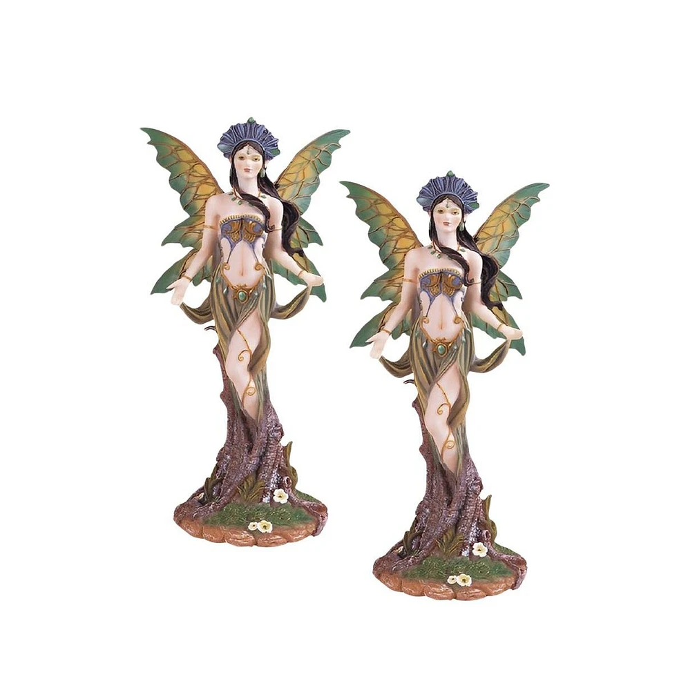 Fc Design "2-pc Set" 10.5"H Earth Fairy in Green Figurine Statue Ornament Home Room Office Decor and Perfect Ideas for Housewarming, Holidays and Birt