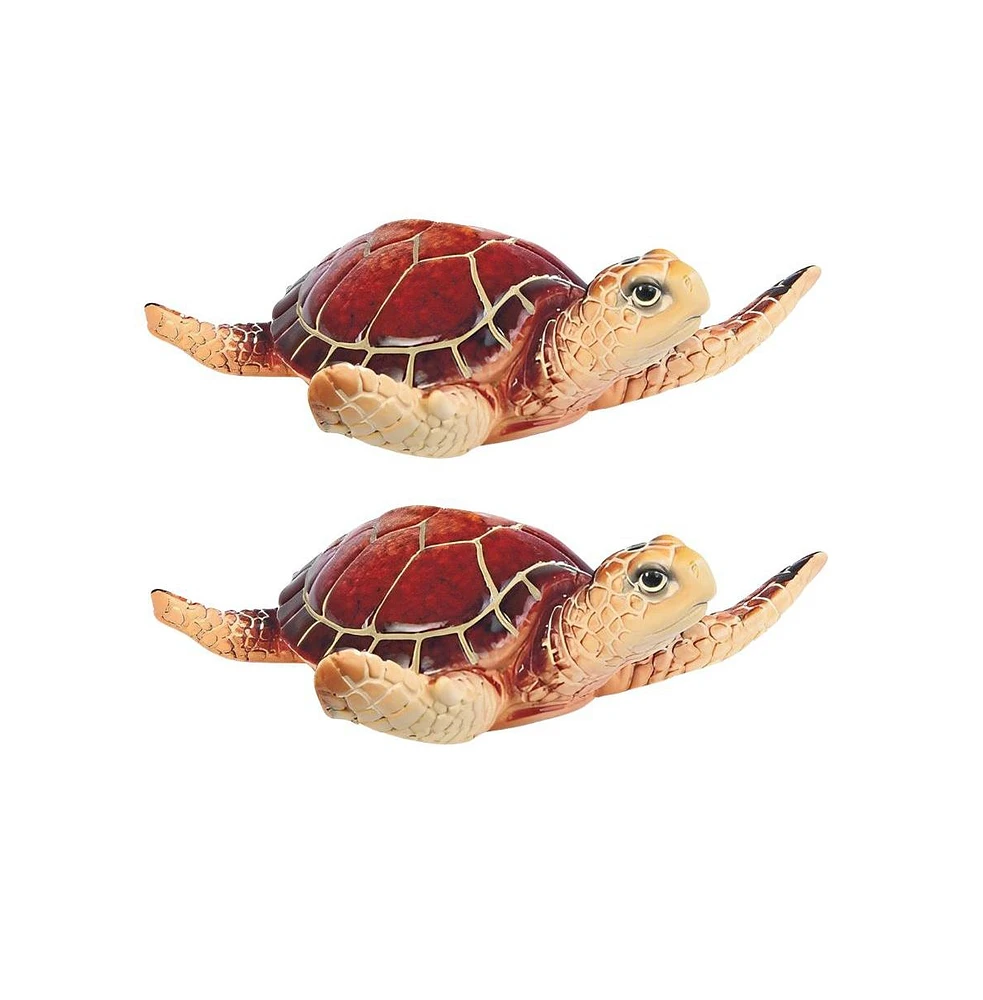 Fc Design "2-pc Set" 4"W Miniature Cute Brown Sea Turtle Brown Small Figurine Statue Ornament Home Room Office Decor and Perfect Ideas for Housewarmin