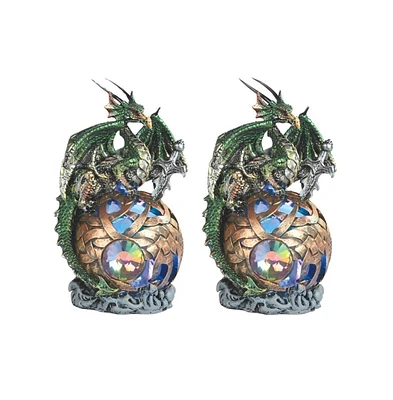 Fc Design "2-pc Set" 6"H Green Dragon On Light Up Led Orb Figurines Figurine Statue Ornament Home Room Office Decor and Perfect Ideas for Housewarming