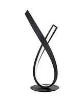 Possini Euro Design Twist 19 1/4" High Small Modern Accent Table Lamp Led Black Metal Single White Shade Living Room Bedroom Bedside Nightstand House