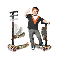 SereneLife Infinity 3-Wheel Kids Scooter With Led Wheels & Comfort Seat - Leopard