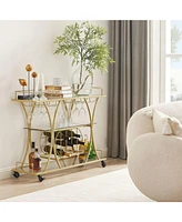 Slickblue Elegant Glass Bar Cart for Stylish Beverage Storage and Serving