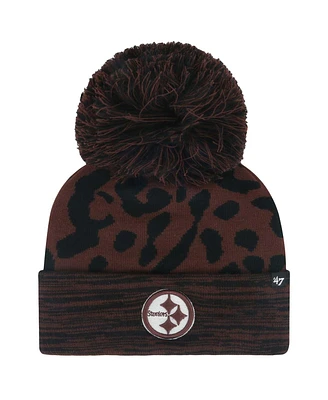 '47 Brand Women's Brown Pittsburgh Steelers Cacao Cuffed Knit Hat with Pom