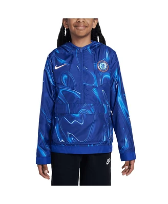 Nike Big Boys and Girls Blue Chelsea Amplify Anorak Half-Zip Hoodie Jacket