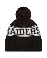 New Era Men's Black Las Vegas Raiders Retro Cuffed Knit Hat with Pom