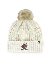 '47 Brand Women's Cream Cleveland Browns Meeko Cuffed Knit Hat with Pom