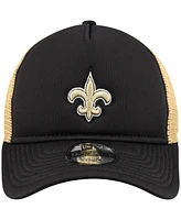 New Era Big Boys and Girls Black New Orleans Saints A-Frame 9FORTY Trucker Adjustable Hat