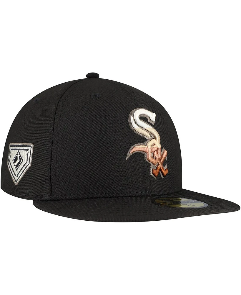 New Era Men's Black Chicago White Sox Dune Gradient Side Patch 59FIFTY Fitted Hat