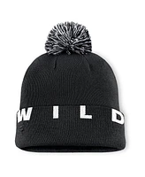 Fanatics Men's Black Minnesota Wild Fundamental High Stick Cuffed Knit Hat with Pom