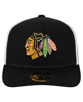 New Era Men's Black Chicago Blackhawks Core Trucker 9SEVENTY Stretch-Snap Hat