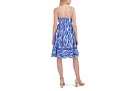 Laundry By Shelli Segal Women's Casual Chic V Neck Flared Ruffle Midi Dress