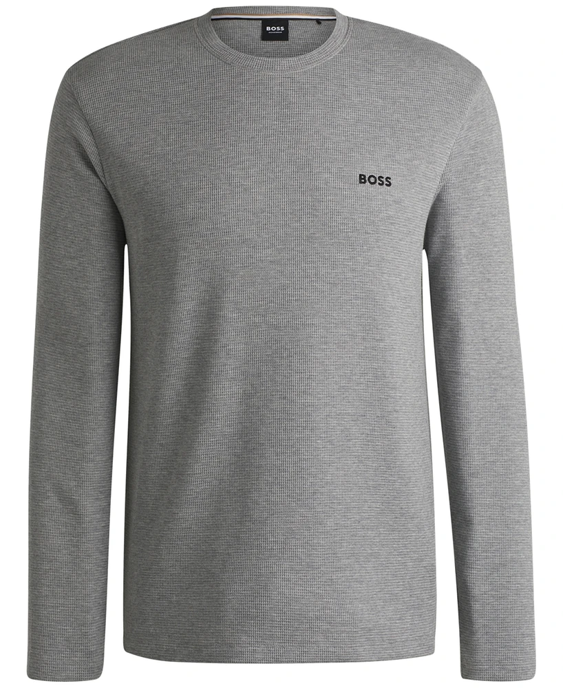 Boss by Hugo Men's Regular-Fit Waffle-Knit Long-Sleeve Pajama T-Shirt