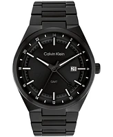 Calvin Klein Men's Distinguish Gmt Black Ionic Plated Watch Bracelet, 44mm