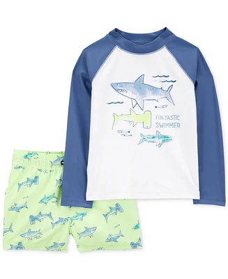 Carter's Toddler Boys Shark Rashguard & Swim Trunk Set