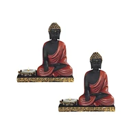 Fc Design "2-pc Set" 5.5"W Gautama Buddha Earth Touching Candle Holder in Black and Gold Figurine Statue Ornament Home Room Office Decor and Perfect I