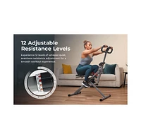 Sunny Health & Fitness Sunny & Health Fitness Row-n-Ride Pro-Smart Squat Assist Trainer Full Body Fitness Machine, Easy Setup Rower, Glute & Leg Cardi