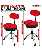 5 Core Drum Throne Padded Guitar Stool Backrest Drummer Seat for Adults & Kids