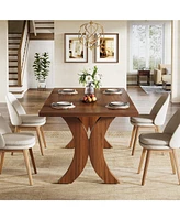 Tribesigns 63-Inch Dining Table for 4-6, Rectangle Wood Kitchen Table with X-Shaped Legs, Modern Dinner Table Kitchen & Dining Room Table, Walnut Brow