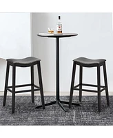 Gymax Set of Saddle Bar Stools Height Kitchen Chairs w/ Rubber Wood Legs