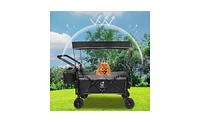 Slickblue Collapsible Heavy-Duty Folding Wagon Cart with Removable Canopy for Outdoor Transport and Versatile Use