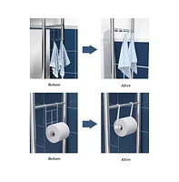 gaomon 2 Tier Over The Toilet Storage, Metal Over Toilet Organizer Rack With Removable Towel Hooks, Paper Holder, Bathroom Organizer Over Toilet, Easy