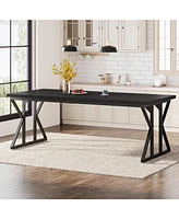 Tribesigns Farmhouse Dining Table for 6-8 People, 78.7-Inch Rectangular Wood Table, Rustic Kitchen with Heavy Duty Metal Legs