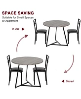 gaomon Dining Table Set for 2, Round Kitchen Table and Upholstered Chairs for 2, 3 Piece Dining Room Table Set, Kitchen Table Set for Small Space