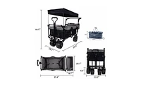 Slickblue Collapsible Heavy-Duty Folding Wagon Cart with Removable Canopy for Easy Transport and Outdoor Use