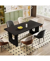 Tribesigns Modern Dining Table for 6 to 8 People, 71" Large Kitchen with Wood Pedestal Base, Rectangular Long Dinner Kitchen, D