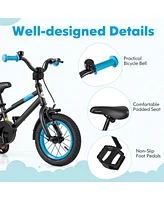 Costway 12" Kids Bike with Adjustable Saddle Handlebar Removable Training Wheels Handbrake