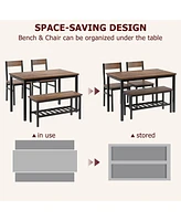 gaomon Dining Table Set for 4, Modern Kitchen Table with Bench and Chairs, 4 Piece Dining Room Table with Storage Rack for Small Spaces