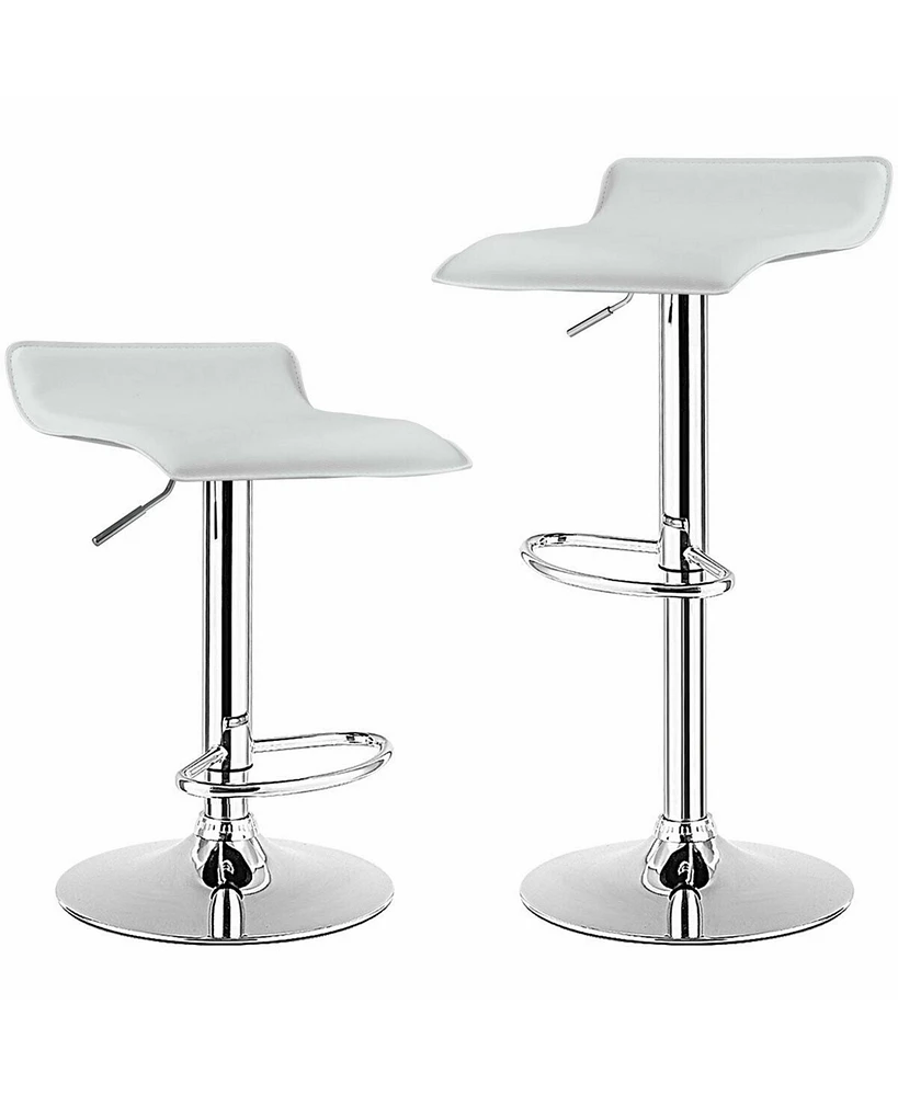 Gymax Set of Swivel Bar Stool Pu Leather Adjustable Kitchen Counter Bar Chairs