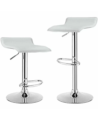 Gymax Set of Swivel Bar Stool Pu Leather Adjustable Kitchen Counter Bar Chairs