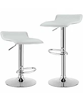 Gymax Set of Swivel Bar Stool Pu Leather Adjustable Kitchen Counter Bar Chairs