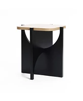 LuxenHome Modern Black and Brown Square Side and End Table