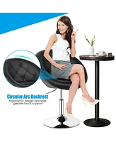 Gymax Set of 2 Swivel Bar Stools Height Adjustable Round Tufted Back Bar Chairs