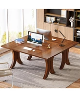 Tribesigns Executive Desk, 63-Inch Large Office Desk, Wood Computer Writing Desk, Mid-Century Laptop Desk Meeting Room Table, Modern Business Workstat