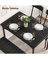 gaomon Dining Table Set for 4, Kitchen Table with Upholstered Bench and 2 Chairs, Kitchen Table and Chairs Set, for Small Space, Apartment, Home