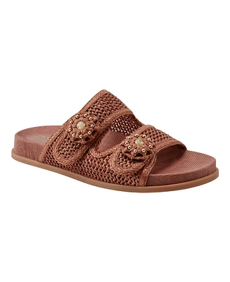 Marc Fisher Ltd Women's Valena Woven Double Strap Flat Sandals