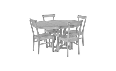 Slickblue 5-Piece Rustic Round Pedestal Extendable Dining Table Set for Stylish and Versatile Spaces