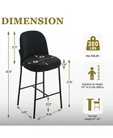 Dyhome Bar Stools Set of 2, 28 Inches Modern Counter Height with High Back Metal Legs, Upholstered Tall Barstools for Kitchen Island, Cafe,