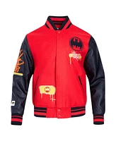 Freeze Max Men's Red/Black Batman Spray Paint Full-Zip Varsity Jacket