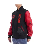 Freeze Max Men's Black/Red Batman Comics Signal Full-Zip Varsity Jacket