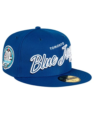 New Era Men's Royal Toronto Blue Jays Script Sided 59FIFTY Fitted Hat